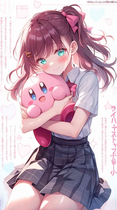 <https://s.mj.run/QDmBbCnExVI> A cute Girl in a school uniform, with a wavy ponytail, looks at the camera, with bright aqua eyes and a star Kirby doll in her arms, smiling – style4部分” class=”wp-image”/>
</figure>

</figure>
</p>


<h2 class=