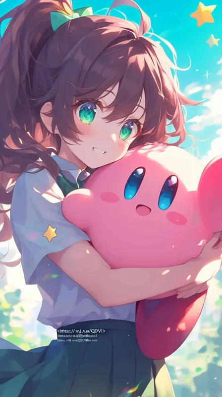 <https://s.mj.run/QDmBbCnExVI> “<https://s.mj.run/QDmBbCnExVI> A cute Girl in a school uniform, with a wavy ponytail, looks at the camera, with bright aqua eyes and a star Kirby doll in her arms, smiling” –ar 9:16 –niji 6 –iw 1 – style1部分” class=”wp-image”/>
</figure>


<figure class=