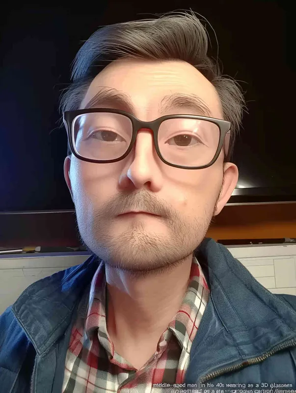 一个40戴眼镜的中年男人 ，3d卡通形象 - style2部分