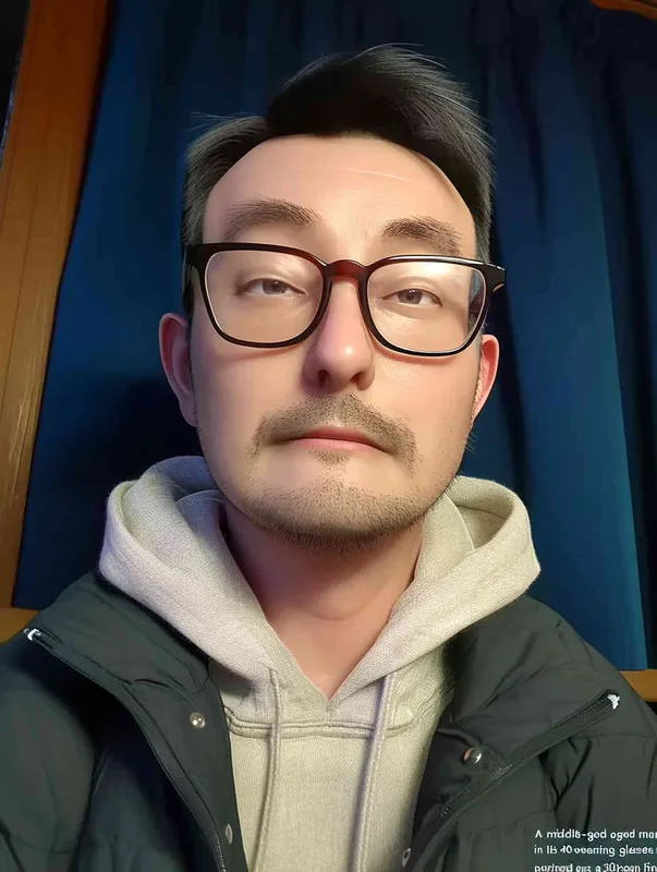 一个40戴眼镜的中年男人 ，3d卡通形象 - style3部分