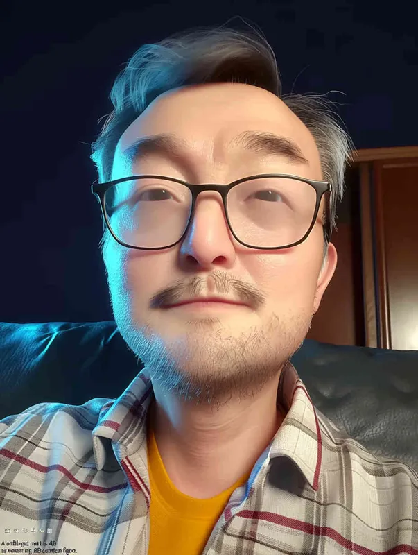 一个40戴眼镜的中年男人 ，3d卡通形象 - style4部分