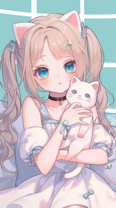 <https://s.mj.run/oai3xFHuXA4> cute girl style,A Girl in cute dress, with a wavy ponytail, looks at the camera, with bright aqua eyes and  cute cat doll in her arms - AI绘画作品展示 | Midjourney中文版生成