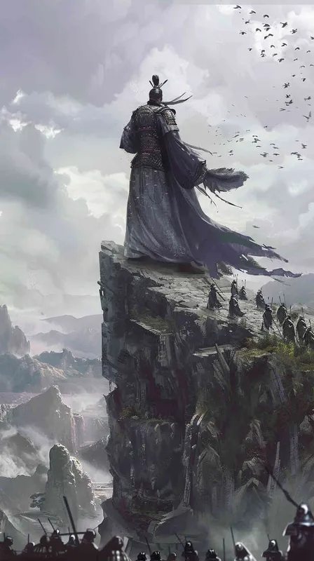 想象一幅古风浓郁的画面：春秋战国时代，天空阴云密布，远处的山峦若隐若现。在这壮丽的场景中，诸葛亮站在一座高高的战略台上，手持羽扇，目光远眺，仿佛在审视着三分天下的版图。他的身影显得冷静而坚定，体现出一位智者的沉着与远见。
四周是他的军队，旗帜飘扬，战士们气势如虹，展现出强大的军事力量。诸葛亮的智谋和策略，不仅巩固了蜀国的安稳，还在三国鼎立的局面中发挥了关键作用。整个画面充满了战争和谋略的氛围，同时也透露出一种历史的厚重感和英雄的悲壮美 - style1部分