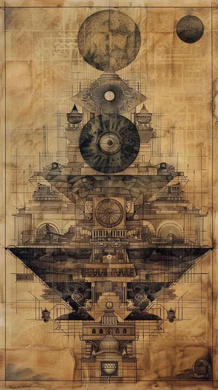 古代宏伟的八阵图规模 - AI绘画作品展示 | Midjourney中文版生成