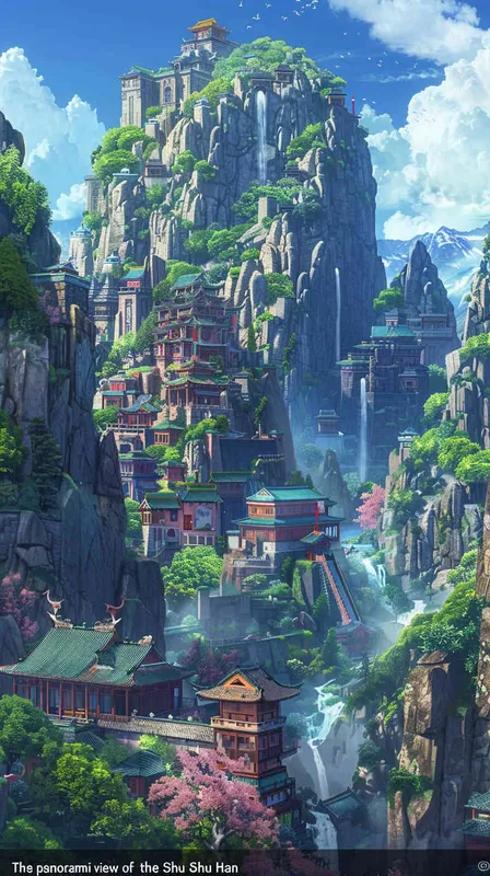 蜀汉小国家全景大图 – AI绘画作品展示 | Midjourney中文版生成