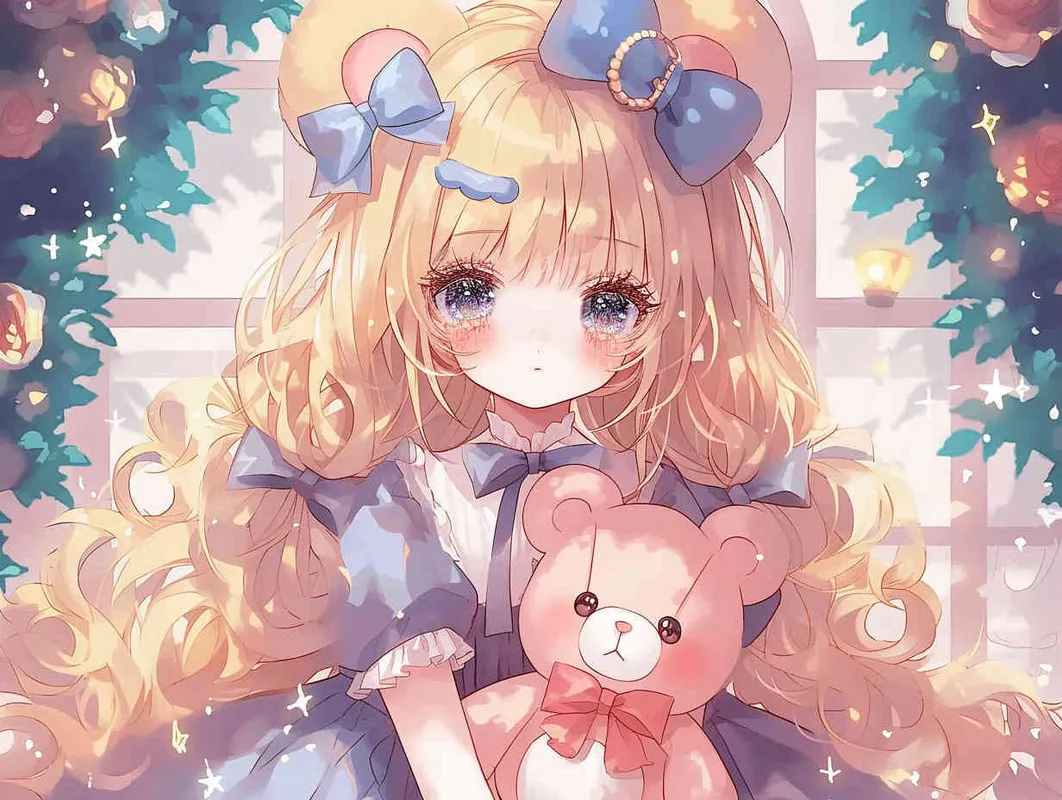 <https://s.mj.run/HuBcsgOdE9o> <https://s.mj.run/CSQwTDW_NPc> <https://s.mj.run/cnGA7I608bk> An adorable anime-style illustration,A girl with golden long curly hair, sapphire blue eyes, and dressed in a puff sleeve dress. Gracefully, she lets her hair cascade over her shoulders, adorned with an exquisite bow on top. She crouches on the ground, facing the camera at an angle, with a fluffy teddy bear in front of her. The fur on the bear is soft and vivid, representing innate cuteness. The bear extends its front paws, longing to embrace the girl, while surrounded by a simple and natural green grass background –iw 1.2 –niji6 –ar 4:3 – style2部分” class=”wp-image”/>
</figure>


<figure class=