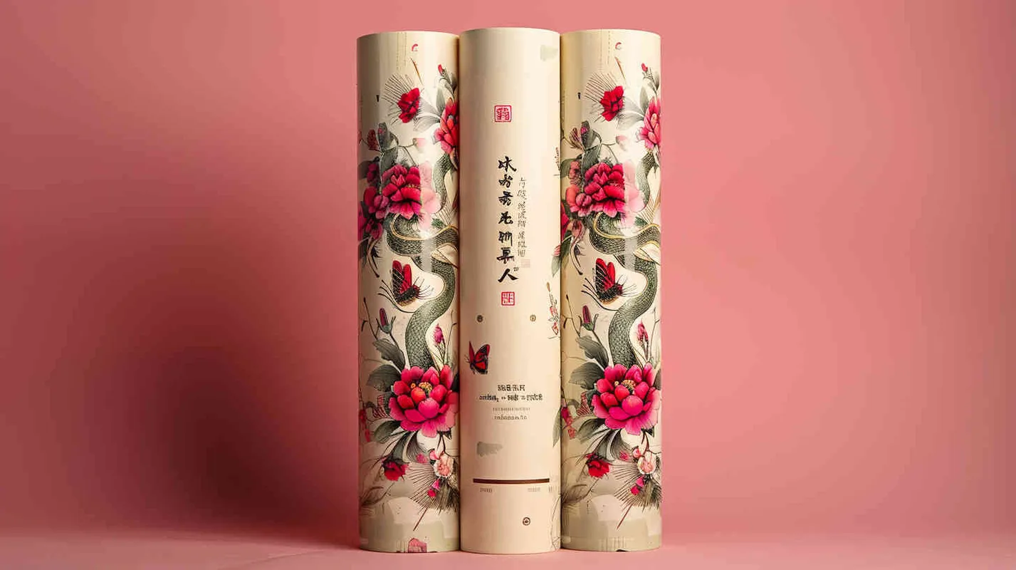 一个玻璃牛奶饼子的包装，包装上有中国生肖“蛇”的造型，包装画面中国古风质感，背景纯色，构图极简，摄影棚灯光，超有奢侈品广告质感 - style4部分