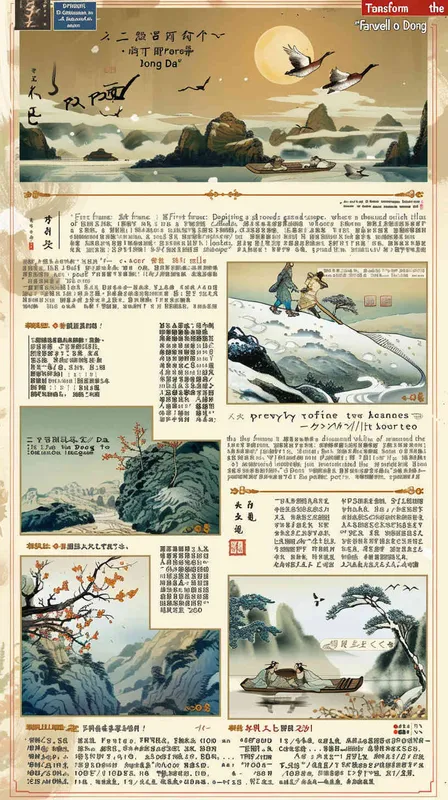 将《别董大》这首诗转化为四个分镜:
第一分镜:描绘了一幅宏大的自然景象,千里黄云遮住了天空,白日消失在云层之后,象征着诗人与朋友的离别。
第二分镜:北风中,雪花纷纷扬扬,像飞雁般在空中飞舞,这是诗人对朋友未来旅程的寄语和艰辛路程的象征。
第三分镜:诗人对朋友说,莫愁前路无知己,意即不用担心路途中没有朋友陪伴,这是诗人深深的祝愿。
第四分镜:最后,诗人再度勉励朋友,天下谁人不识君,希望他的才华可以被世人所认识,这是诗人对朋友才华的极高赞赏,也是对朋友未来的美好期望。 - AI绘画作品展示 | Midjourney中文版生成