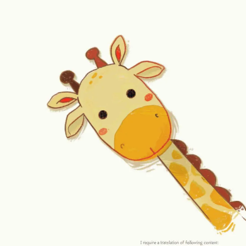 3️⃣ A cute cartoon giraffe head sticker, white background, flat illustration style, simple lines and shapes, children's book illustrations, soft colors, hand drawn doodle style, vector design with high resolution. The cute yellow baby animal is peeking out of the frame from its long neck. It has big eyes that sparkle in black eyelashes, small ears that have orange fur on them, a red line across its nose and mouth, and a brown body with a short tail hanging down behind him. in the style of [Richard Scarry](https://goo.gl/search?artist%20Richard%20Scarry). --ar 15:13 - style3部分