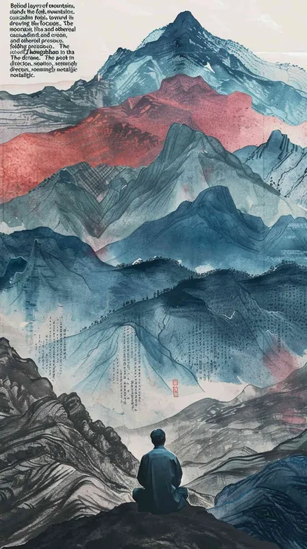 “钟山只隔数重山”，焦点转向那远处若隐若现的钟山，一层又一层的山如同屏风一样包围着远处的钟山，诗人凝视着那个方向，似乎怀念着什么 - style3部分