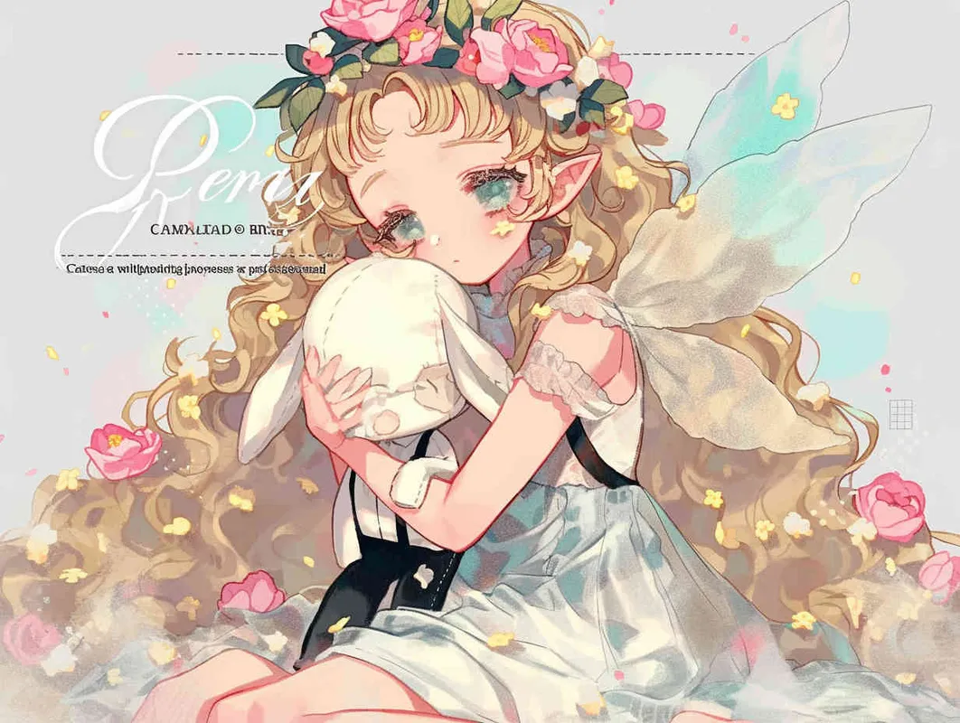 <https://s.mj.run/BllCtvy6Mdw>  depicts an adorable elf girl with golden hair. She is dressed in a silver veil skirt and adorned with transparent fairy wings. Crowned with a camellia flower wreath, she kneels on the ground, cradling a male doll dressed in a white suit and black suspenders. The background is minimalist yet dreamlike –ar 4:3 –seed 1335260928  — 1.2 –niji 6  – style2部分” class=”wp-image”/>
</figure>


<figure class=