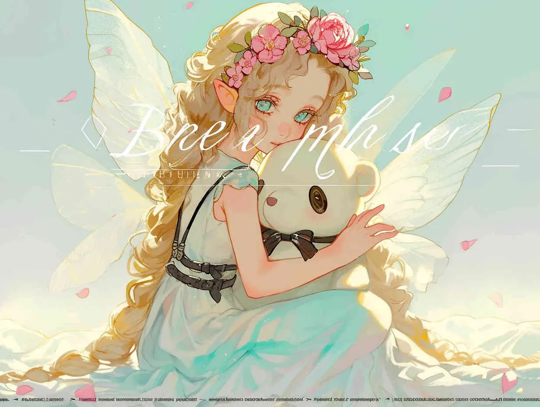 <https://s.mj.run/BllCtvy6Mdw>  depicts an adorable elf girl with golden hair. She is dressed in a silver veil skirt and adorned with transparent fairy wings. Crowned with a camellia flower wreath, she kneels on the ground, cradling a male doll dressed in a white suit and black suspenders. The background is minimalist yet dreamlike –ar 4:3 –seed 1335260928  — 1.2 –niji 6  – style3部分” class=”wp-image”/>
</figure>


<figure class=