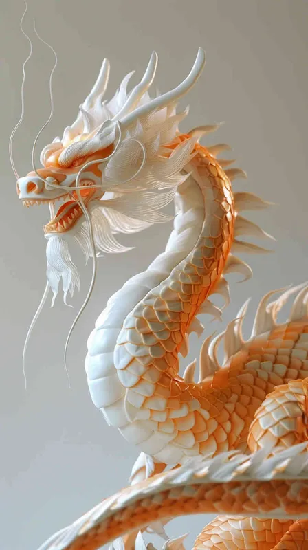 a cute Chinese dragon:2, 4 feet,fly in the sky,super detail,realistic hair,C4D rendering、IP design,white, orange,resin,3d,blender,fine material rendering,2.5d,bright colors,simple background,detailed rendering,8k,rich detail,front view, - style3部分