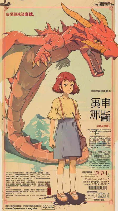 少女与龙，复古动漫，20世纪80年代，清晰的线条，杂志 - style4部分