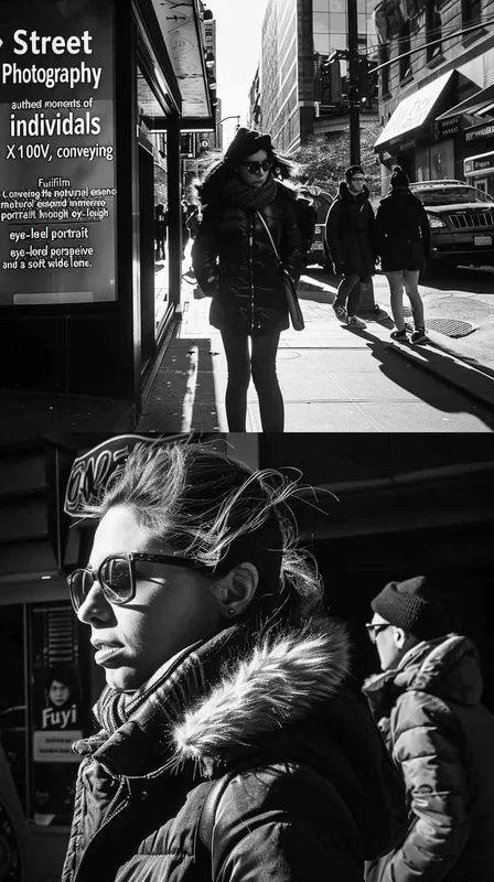 街头摄影 Photography事件的真实瞬间抓拍公共场所人物和Fujifilm X100V ，Eye-level Natural, soft Wide, immersive Portrait - style2部分