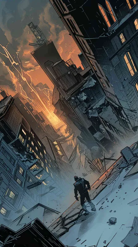 Story board,comics,continuous screen
a man fighting with a walking dead
in the city - style4部分