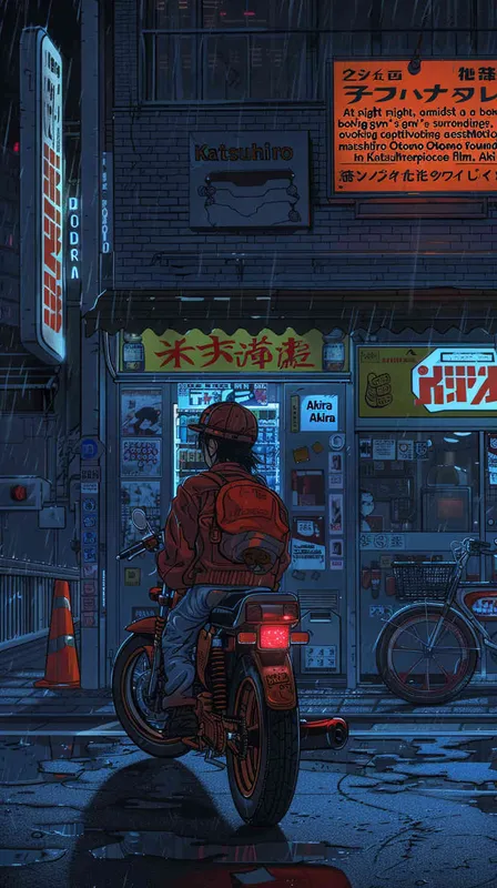 outside of a boxing gym at night, style of Katsuhiro Otomo Akira film, aesthetically pleasing - style1部分