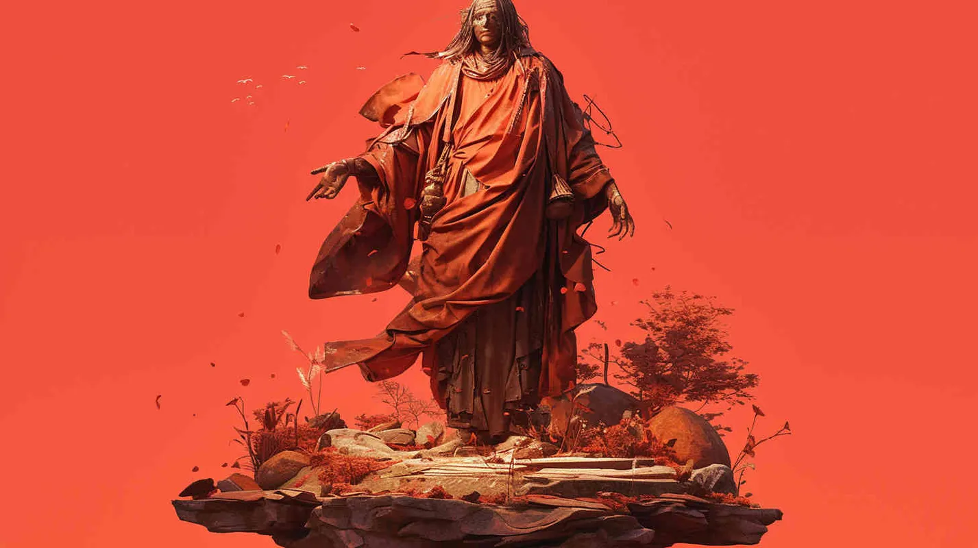 A young man wearing a red robe, with his hair tied up and a delicate face, made plows and planted grains, laying the foundation for agriculture and industry, gradually transforming people from primitive nomadic life to agricultural civilization - style2部分
