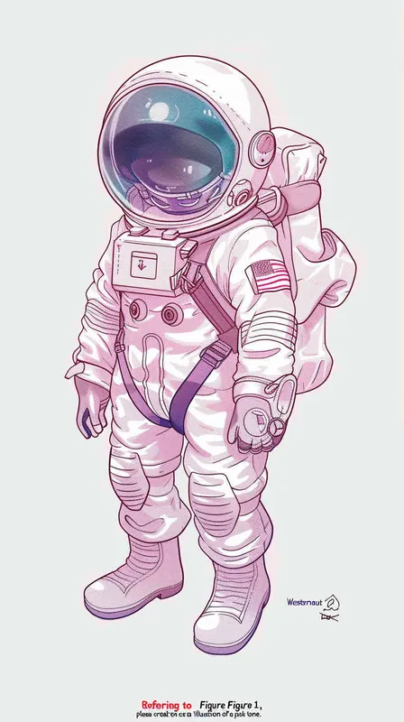 参考图1，画出宇航员式的粉色可爱西动漫图 - style4部分