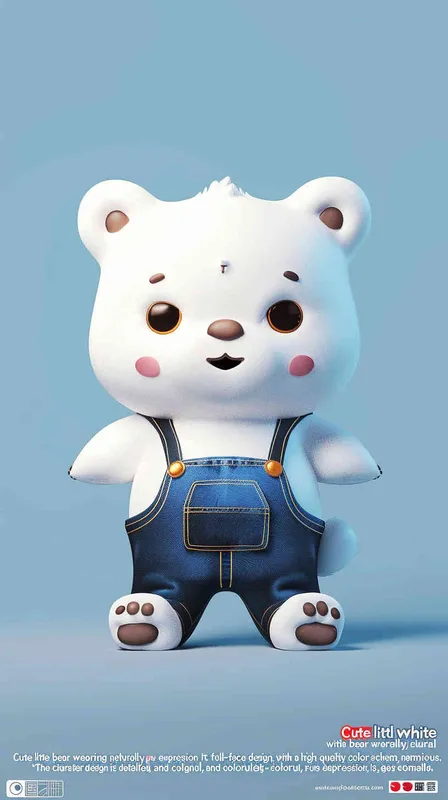 +Acute little white bear inoveralls, standing naturally and full-faced,BubbleMart style, clean and simple design, lP image, high-grade natural color matching,bright and narmonious,cute 
 ndcolorfuldetailed character design,behance,Shanghai style Organic sculpture,C4D style, 3D animation style characterdesign,cartoon realism, fun character setting,raytracing,childrens book illustration style --ar 3:4 --niii 5--iw 0.8 --q2--s 500 - style1部分