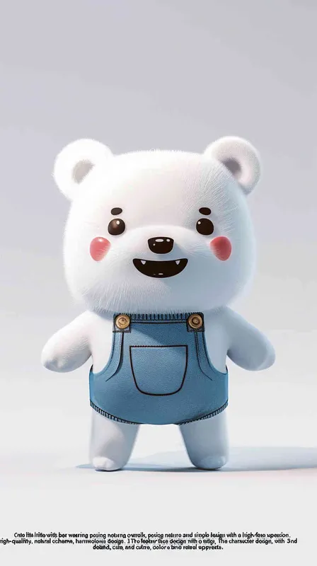 +Acute little white bear inoveralls, standing naturally and full-faced,BubbleMart style, clean and simple design, lP image, high-grade natural color matching,bright and narmonious,cute 
 ndcolorfuldetailed character design,behance,Shanghai style Organic sculpture,C4D style, 3D animation style characterdesign,cartoon realism, fun character setting,raytracing,childrens book illustration style --ar 3:4 --niii 5--iw 0.8 --q2--s 500 - style3部分