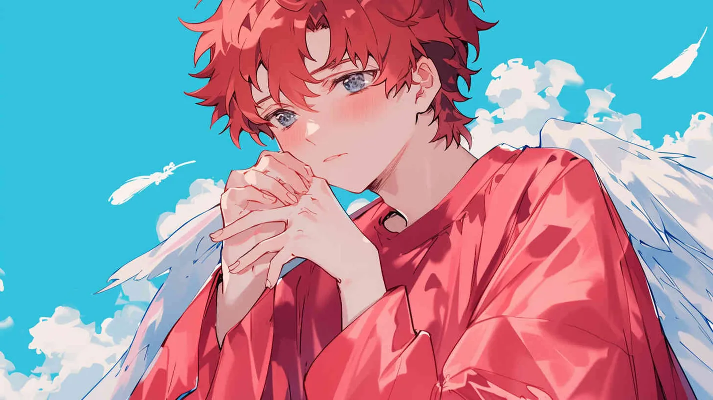 Under the blue sky and white clouds, a handsome young man wearing a red robe, with his hair tied up, held a plow and planted grains, laying the foundation for agriculture and industry, gradually transforming people from primitive nomadic life to agricultural civilization. - style4部分