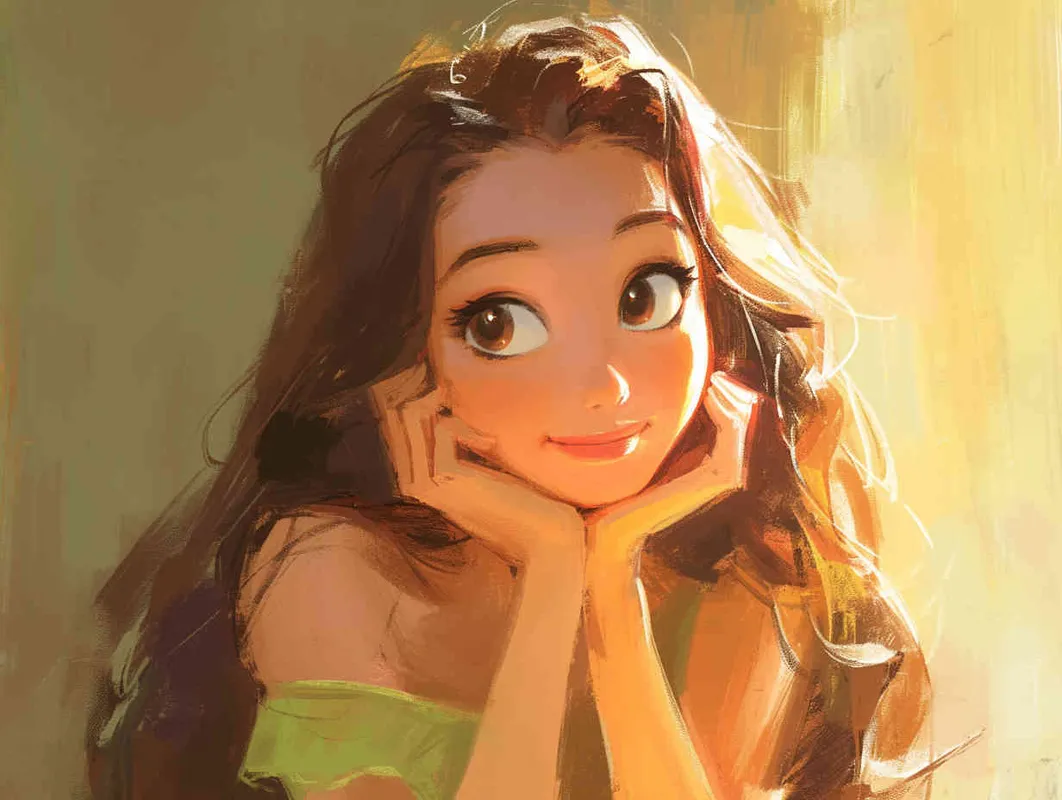 Disney-style painting, a girl - style1部分