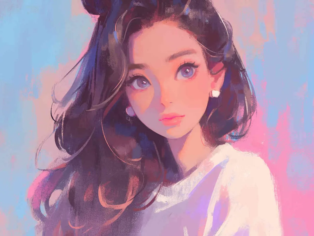 Disney-style painting, a girl - style3部分