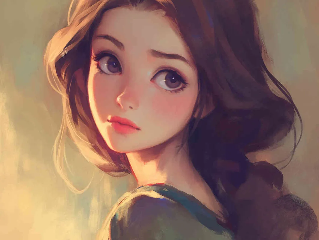 Disney-style painting, a girl - style4部分