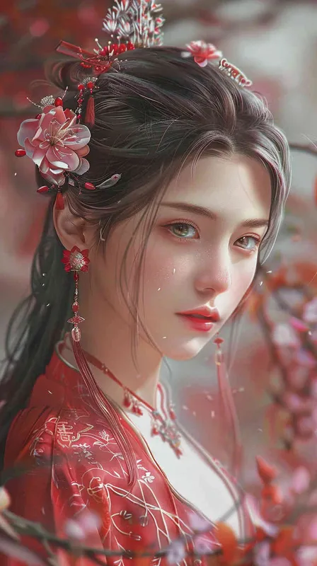 New Chinese style illustration style, a girl - style4部分