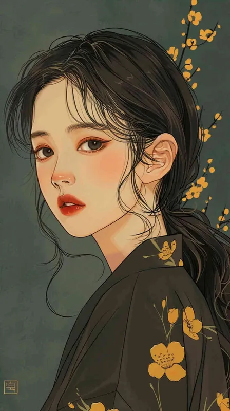 Korean illustration style, a girl - style3部分