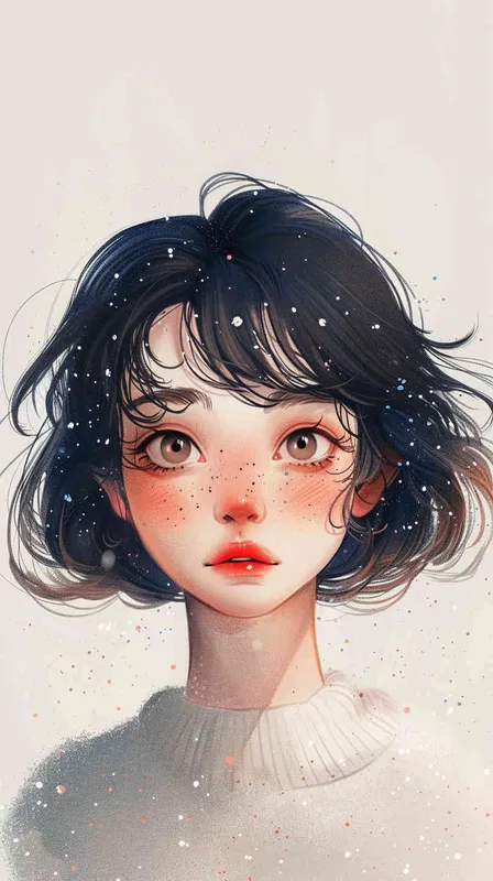 Korean illustration style, a girl - style4部分