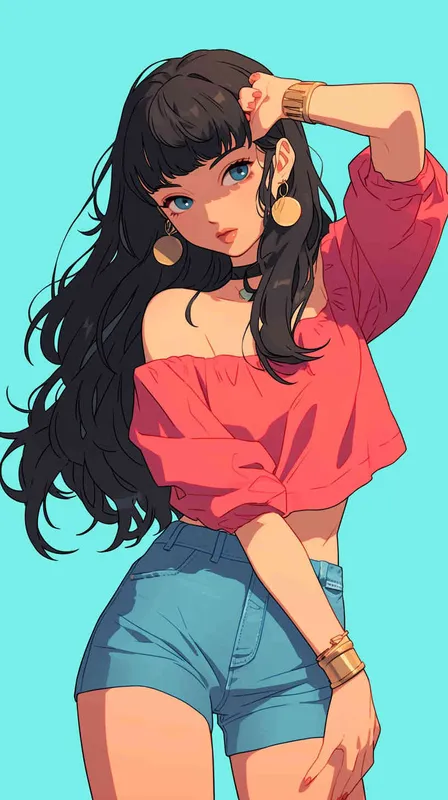 Retro illustration style, a girl - style2部分