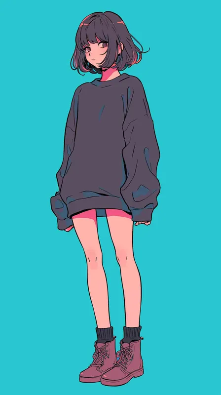 Retro illustration style, a girl - style4部分