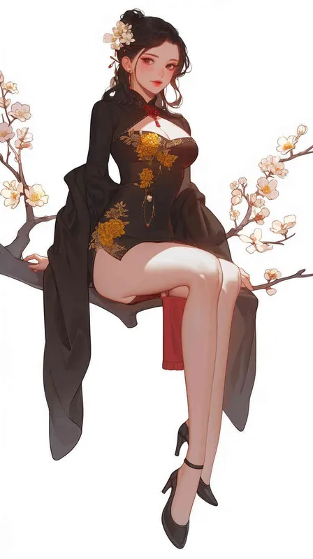 New Chinese style illustration style, a girl  - style4部分