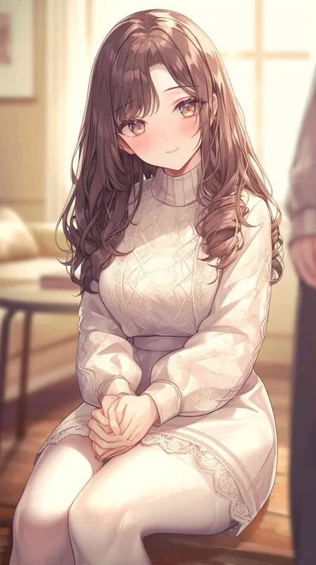 Korean illustration style,girl, boy, sweater, lace-trimmed dress, white pantyhose, martin boots, ribbon, own hands clasped, yokozuwari, blurred background, the best quality, brown hair, drill hair - AI绘画作品展示 | Midjourney中文版生成