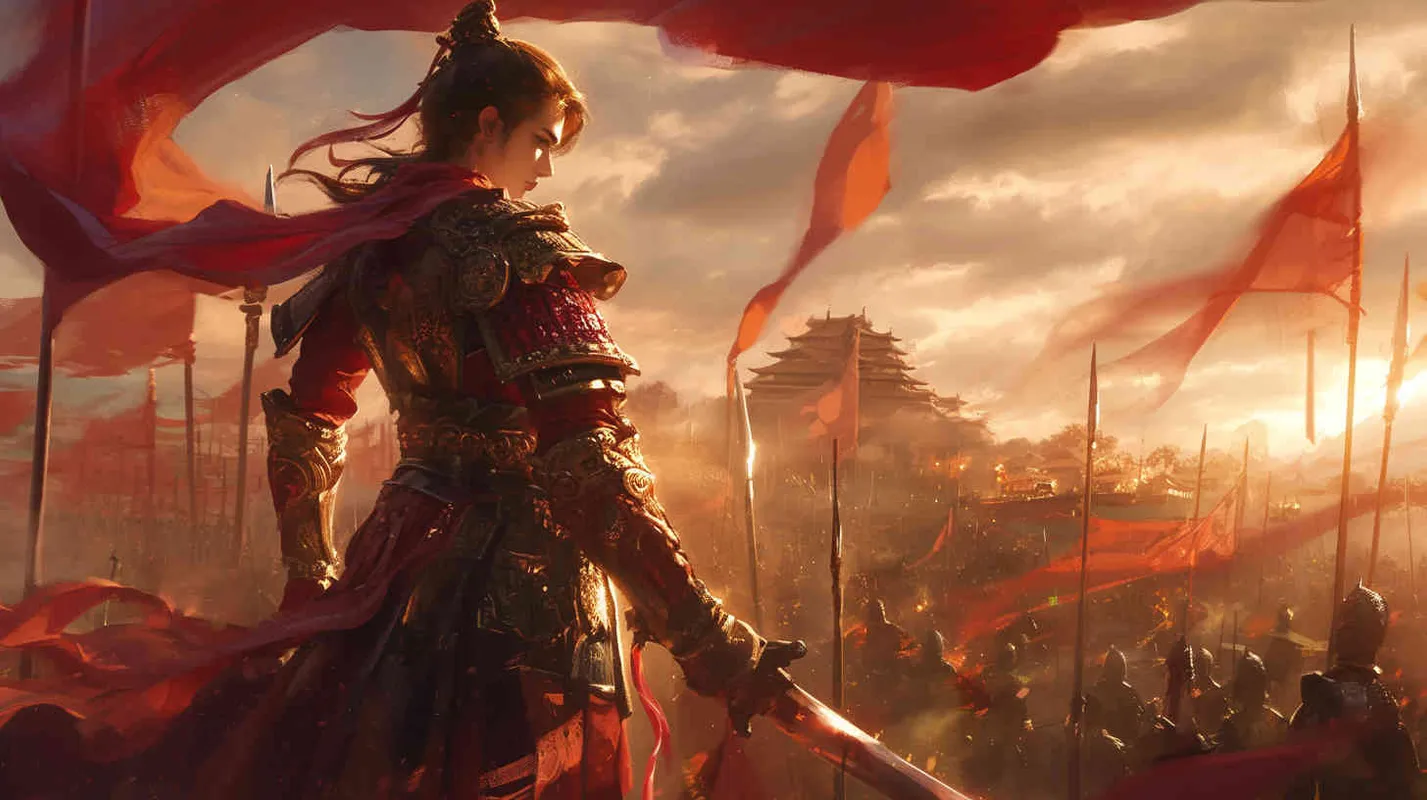 一位身穿红色铠甲的中国古代束发少年将军 - style3部分