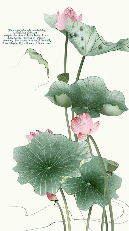 Chinese style, lotus, lotus leaves, separate，straight, natural color tone, simple background, lightweight texture
 - style1部分