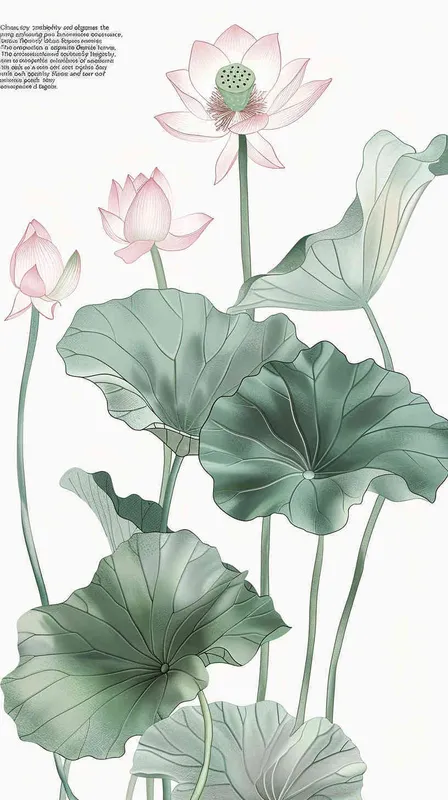 Chinese style, lotus, lotus leaves, separate，straight, natural color tone, simple background, lightweight texture
 - style3部分