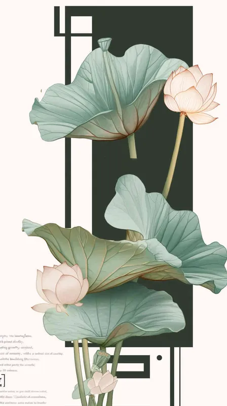 Chinese style, A lotus flower, lotus leaves, separate，straight, natural color tone, simple background, lightweight texture [ seed值:  - style3部分
