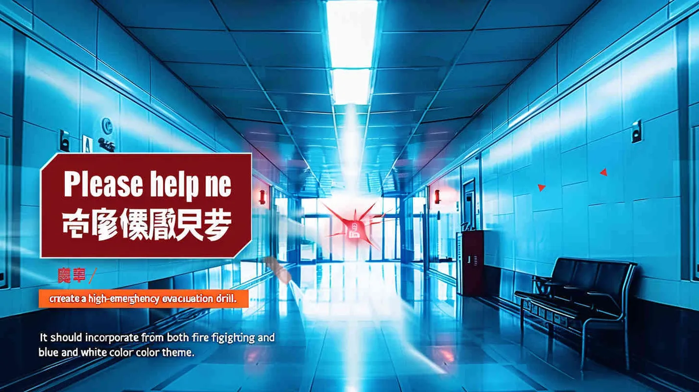 帮我作一张消防应急疏散演习的会场背景图，需要由消防元素，又有医院元素，主题为蓝白色，高端大气。 - style4部分