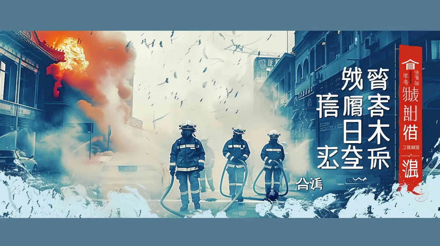 帮我作一张消防应急疏散演习的会场背景图，需要由消防元素，又有医院元素，主题为蓝白色，高端大气。会议主题为：唐诗雨:
[图片]

张永:
中国医学科学院血液病医院
静海区消防救援支队
联合实战应急疏散演习
 - style4部分