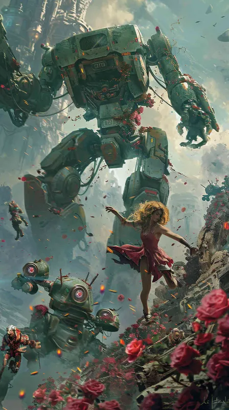 做一张维纳斯与机器人大战 - AI绘画作品展示 | Midjourney中文版生成