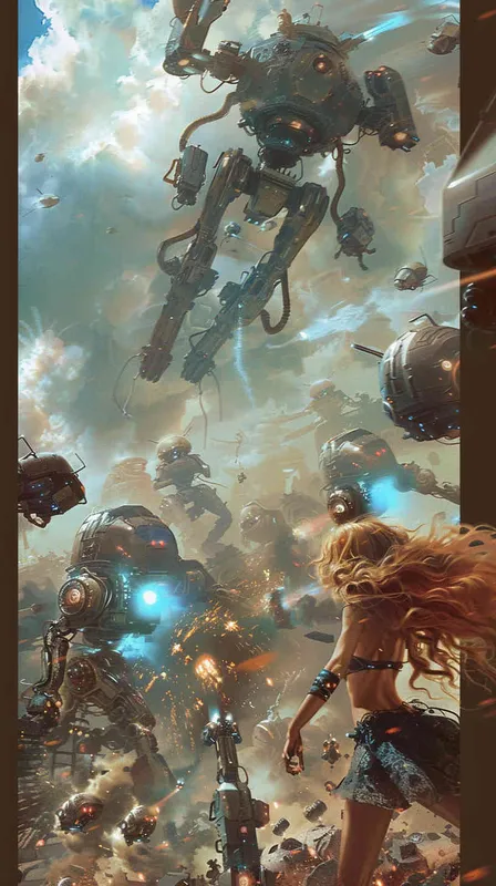 做一张维纳斯与机器人大战 - AI绘画作品展示 | Midjourney中文版生成