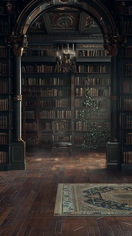 a photography studio background, grand bookroom, a bookshelf in the background - style2部分