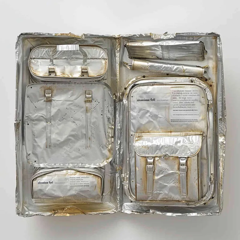 翻开书，书为两个铝箔餐盒，餐盒上面印这各种尺寸大小的铝箔餐盒 - style2部分