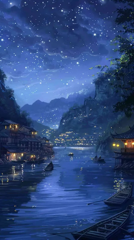静思与感悟
最后，画面回归到夜色中的船只和河面，作者在这静谧的夜晚中沉思，思考人生和历史的意义。夜空中的星辰仿佛在诉说着时间的流逝和世事的变迁，作者在这份宁静中获得了更深的思索和感悟。

通过这四个镜头，不仅展现了秦淮河的美丽景象，还深刻表达了作者对历史、文化和人生的感悟与思考。 - style2部分