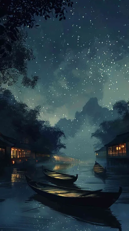 静思与感悟
最后，画面回归到夜色中的船只和河面，作者在这静谧的夜晚中沉思，思考人生和历史的意义。夜空中的星辰仿佛在诉说着时间的流逝和世事的变迁，作者在这份宁静中获得了更深的思索和感悟。

通过这四个镜头，不仅展现了秦淮河的美丽景象，还深刻表达了作者对历史、文化和人生的感悟与思考。 - style4部分