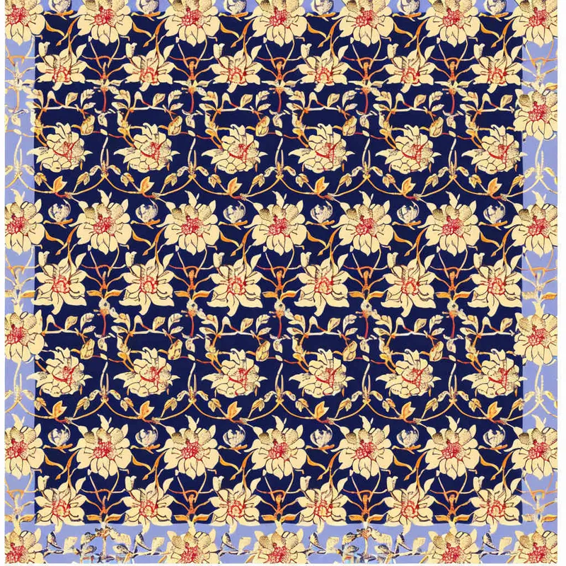 A seamless pattern and rich and colorful ethnic embroidery, it is an extension of the Tujia Yangque pattern, and their vivid color tones create an exotic visual tapestry fabric surface. This design combines bright red and yellow, and adopts Chinese folk art style graphic illustration techniques. Tiled infinite loop, master colors, and a plethora of details  - style2部分
