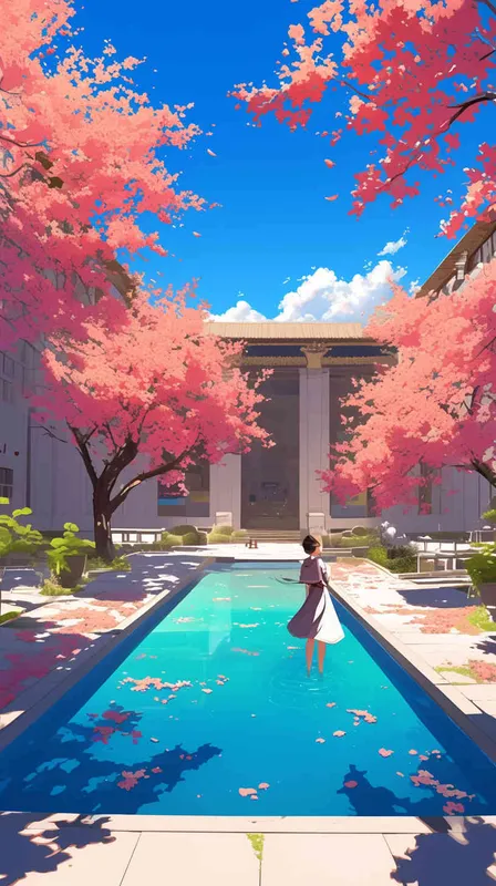 阳关明媚的校园里,小女孩茁壮成长 - AI绘画作品展示 | Midjourney中文版生成